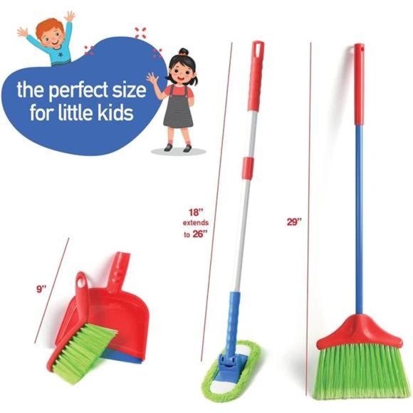 Kids Cleaning Set 4 Piece - Toy Kitchen Toddler Cleaning Set - Picture 6 of 6